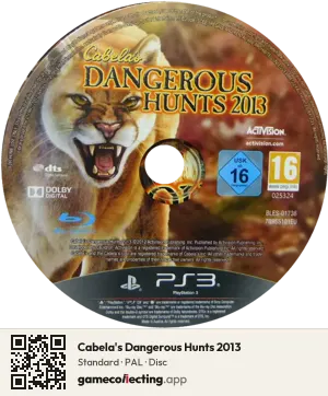 Cabela's Dangerous Hunts 2013 PlayStation 3, PAL disc