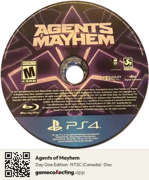 Agents of Mayhem PlayStation 4, NTSC disc