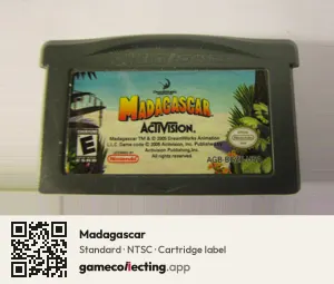 Madagascar Game Boy Advance, NTSC cartridge label