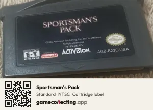 Sportsman's Pack Game Boy Advance, NTSC cartridge label