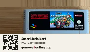 Super Mario Kart Super Nintendo Entertainment System, PAL cartridge label