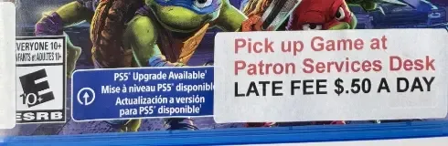 Teenage Mutant Ninja Turtles: Mutants Unleashed, the ESRB box on its front
