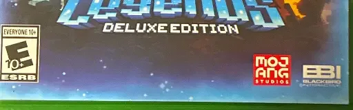 Minecraft Legends, the ESRB box on its front