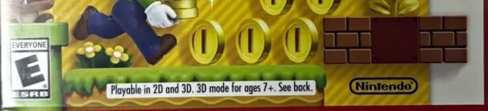 New Super Mario Bros. 2, the ESRB box on its front