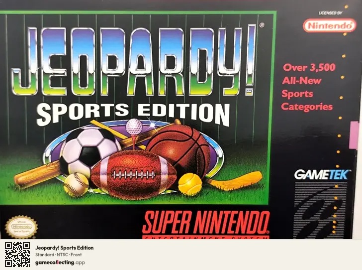 Jeopardy! Sports Edition Super Nintendo Entertainment System, NTSC box front