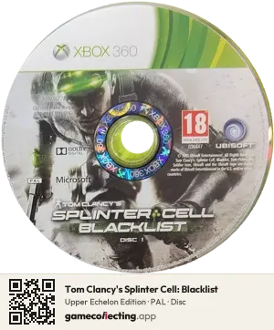 Tom Clancy's Splinter Cell: Blacklist Xbox 360, PAL disc