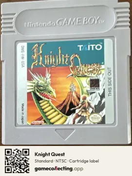 Knight Quest Game Boy, NTSC cartridge label