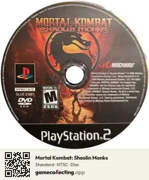 Mortal Kombat: Shaolin Monks PlayStation 2, NTSC disc
