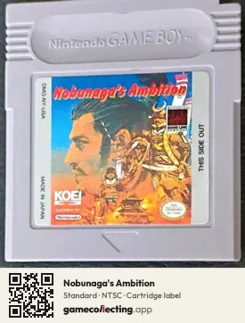 Nobunaga's Ambition Game Boy, NTSC cartridge label