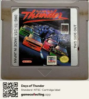 Days of Thunder Game Boy, NTSC cartridge label