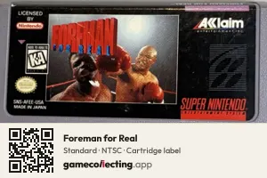 Foreman for Real Super Nintendo Entertainment System, NTSC cartridge label