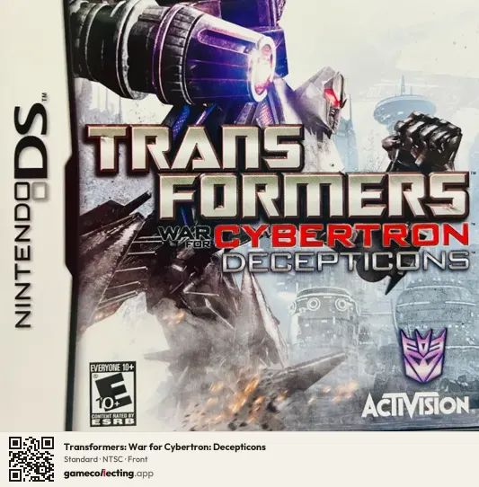 Transformers: War for Cybertron: Decepticons Nintendo DS, NTSC box front