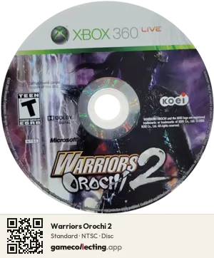 Warriors Orochi 2 Xbox 360, NTSC disc