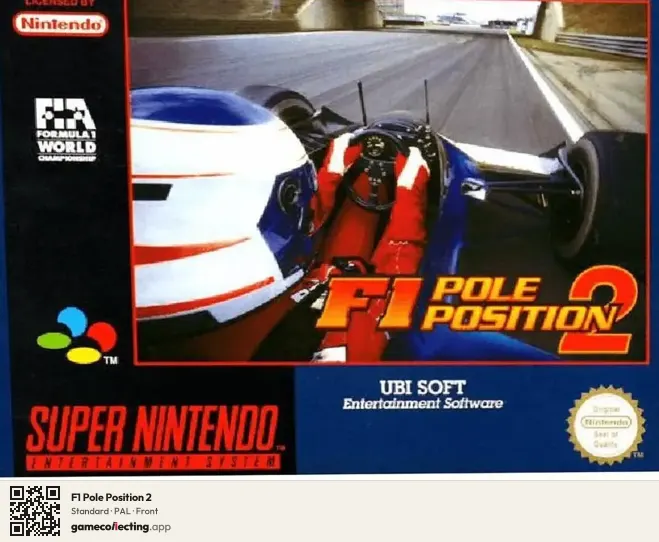 F1 Pole Position 2 Super Nintendo Entertainment System, PAL box front