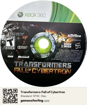Transformers: Fall of Cybertron Xbox 360, NTSC disc