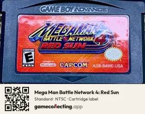 Mega Man Battle Network 4: Red Sun Game Boy Advance, NTSC cartridge label