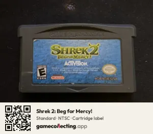 Shrek 2: Beg for Mercy! Game Boy Advance, NTSC cartridge label