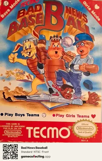 Bad News Baseball Nintendo Entertainment System, NTSC box front