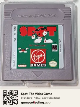 Spot: The Video Game Game Boy, NTSC cartridge label