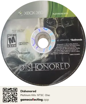 Dishonored Xbox 360, NTSC disc