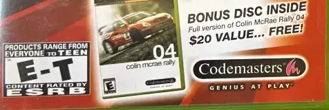 TOCA Race Driver 2, the ESRB box on its front