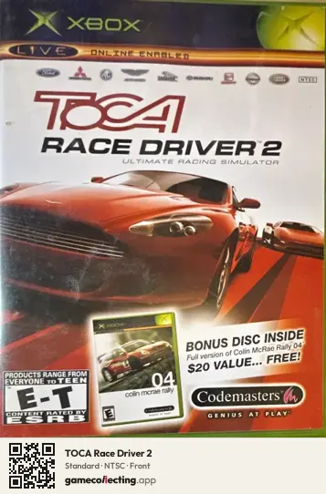 TOCA Race Driver 2 Xbox, NTSC box front