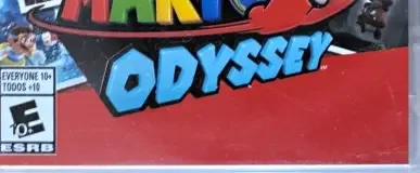 Super Mario Odyssey, the ESRB box on its front