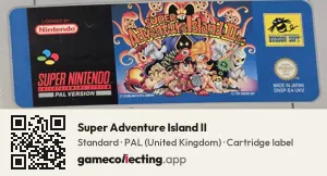 Super Adventure Island II Super Nintendo Entertainment System, PAL cartridge label