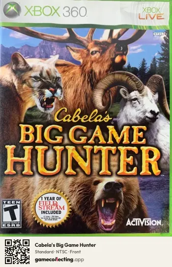 Cabela's Big Game Hunter Xbox 360, NTSC box front
