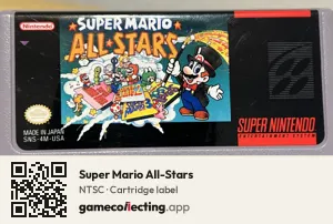 Super Mario All-Stars Super Nintendo Entertainment System, NTSC cartridge label