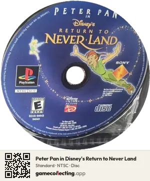 Peter Pan in Disney's Return to Never Land PlayStation, NTSC disc