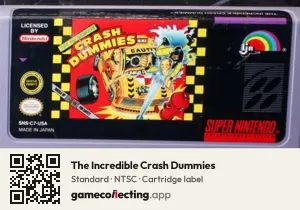 The Incredible Crash Dummies Super Nintendo Entertainment System, NTSC cartridge label