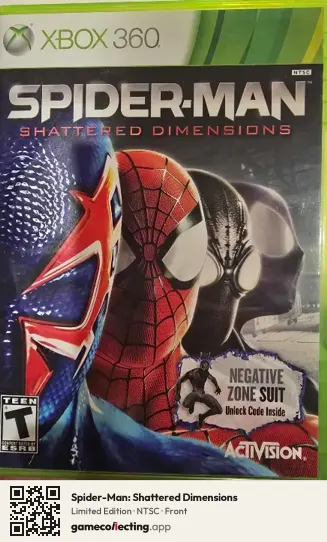 Spider-Man: Shattered Dimensions Xbox 360, NTSC box front