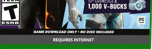 Fortnite, the ESRB box on its front