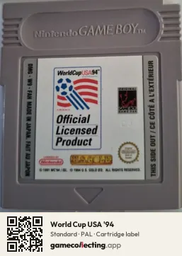 World Cup USA '94 Game Boy, PAL cartridge label