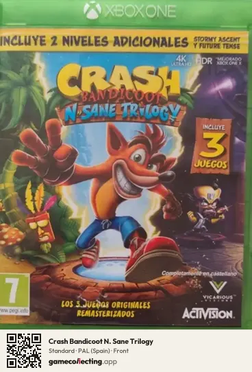 Crash Bandicoot N. Sane Trilogy Xbox One, Spain box front