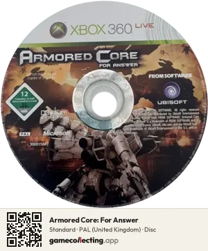 Armored Core: For Answer Xbox 360, PAL disc