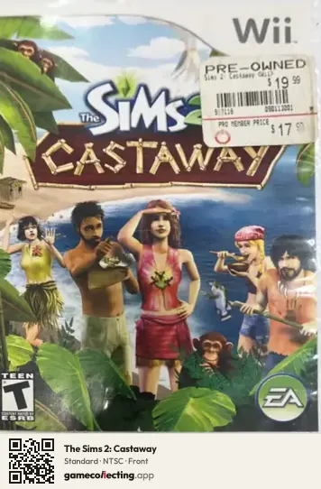 The Sims 2: Castaway Nintendo Wii, NTSC box front