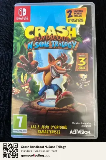 Crash Bandicoot N. Sane Trilogy Nintendo Switch, France box front