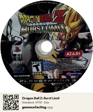 Dragon Ball Z: Burst Limit PlayStation 3, NTSC disc