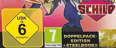 Pokémon Sword / Pokémon Shield, the USK square on its front