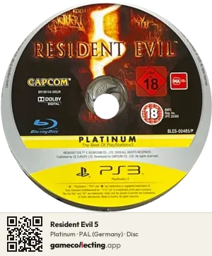Resident Evil 5 PlayStation 3, PAL disc