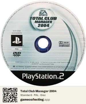 Total Club Manager 2004 PlayStation 2, PAL disc