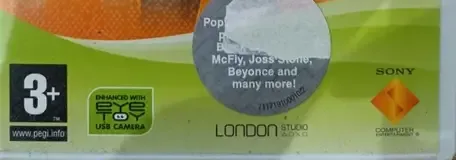 SingStar Pop, the PEGI square on its front