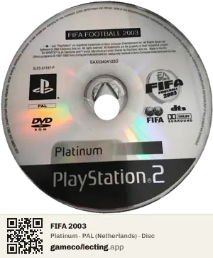 FIFA 2003 PlayStation 2, PAL disc