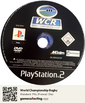 World Championship Rugby PlayStation 2, PAL disc