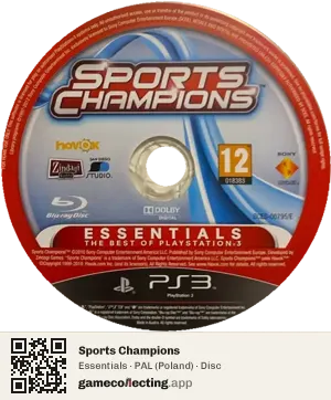 Sports Champions PlayStation 3, PAL disc