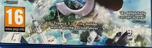 Tropico 5, the PEGI square on its front