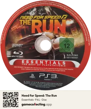 Need for Speed: The Run PlayStation 3, PAL disc