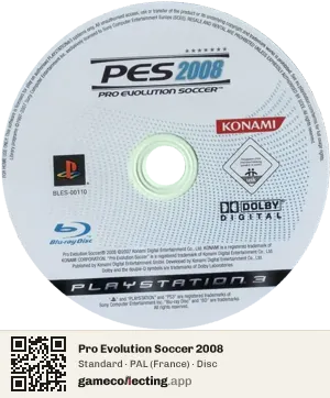 Pro Evolution Soccer 2008 PlayStation 3, PAL disc